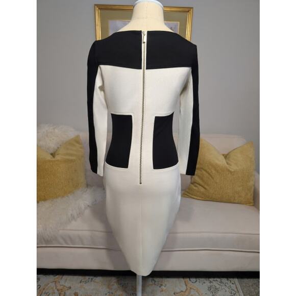 Cache Color-Blocked Black & White Bodycon Midi Dress - Picture 2 of 4